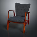 Stylish Single Chair With Gray Fabric Seat Wooden Armrests And Button Tufted Backrest