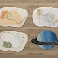 Modern Carpet Children's Cartoon Carpet Combo Planet Carpet Earth Galaxy Children's Carpet Shaped Carpet Combo 3d model