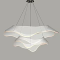 Modern White Layered Wave Shaped Chandelier With Sleek And Elegant Illuminated Curved Design