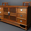 Traditional Oak Sideboard With Drawers Cabinet Doors And Woven Details