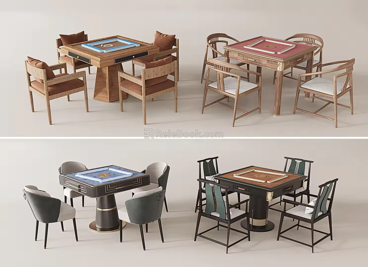 New Chinese Mahjong Table and Chair Mahjong Table Combination Chess Table 3d model