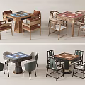New Chinese Mahjong Table and Chair Mahjong Table Combination Chess Table 3d model