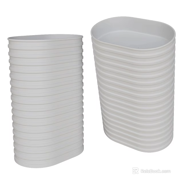 White Washbasins With Wavy Texture And Stackable Design For Modern Bathrooms 3d model