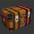 Durable Vintage Style Orange Suitcase with Brown Straps and Metal Clasps