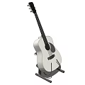 Classic Wooden Acoustic Guitar On Stand With Black Fretboard Design