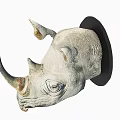 Realistic Rhinoceros Head Animal Wall Decor With Detailed Horn And Black Base