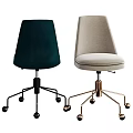 Dark Green and Beige Upholstered Office Chairs with Modern Swivel Base and Wheels