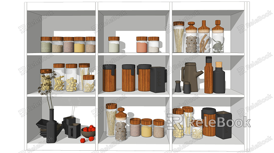 Modern seasonings bottle kitchen cabinet storage cabinet glass bottle decoration ornaments model