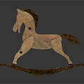 Two Wooden Building Blocks Rocking Horses With Brown Body And Wooden Rocking Base