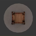 Decorative Wooden Building With Arched Latticed Roof Wheeled Base And Blue Orange Circular Decorations