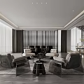Modern Office Interior With Comfortable Sofas Coffee Table And Floor To Ceiling Windows