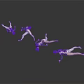 Silver Humanoid Figures With Black Heads In Various Poses On White Background