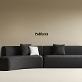 Gray Sectional Sofa With Accent Pillows Against Beige Wall Poliform Living Room Furniture