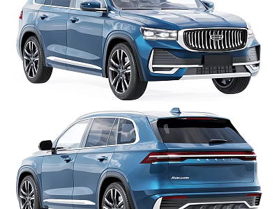 Blue SUV Car Front And Rear View Showcase 3d model