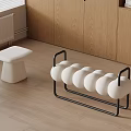 Modern Home Decor With Black Metal Frame White Round Cushions And White Stool