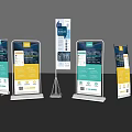 Multiple Commercial Display Shelves With Advertising Posters And Modern Design For Retail Exhibition