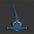 Cartoon Aquatic Animal Character With Blue Body Orange Vest Number 12 Gray Shorts And Blue Webbed Feet