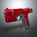Red Militech Sci Fi Weapon Design With Futuristic Features And Grip 3d model