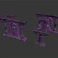 Three Architectural Stone Railings With Classical Design And Carved Decorative Details