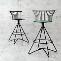 Modern Bar Stools with Black Metal Frames and Green Seats in Contemporary Design