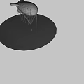 Large Vintage Airship Floating High In Clear Sky With Person Standing On Ground
