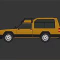 Yellow Off Road Military Vehicle With Roof Rack And Round Headlights