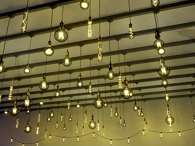 Modern Multiple Lit Glass Bulb Chandeliers Hanging in Ceiling Cluster Design 3d model