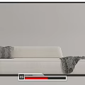 Modern Light Colored Sectional Sofa With Pillows Throw Blanket And Side Table 3d model