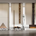 Modern decorative fireplace background wall modeling wall 3d model