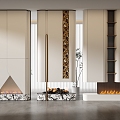 Modern decorative fireplace background wall modeling wall 3d model