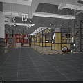 Industrial Style Shopping Mall Lobby With Exposed Pipes Metal Structures And Loft Signage