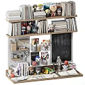 Decorative Multi tiered Bookcase With Books Figurines Chalkboard And Storage Baskets