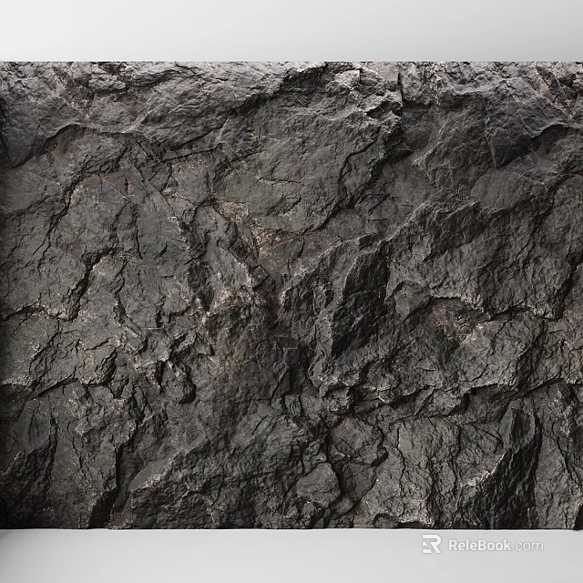 Natural Black Rock Texture With Rough Surface And Organic Patterns 3d model