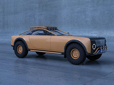 Yellow Off Road Car With Modern Design Large Tires And Roof Rack 3d model Yellow Off Road Car With Modern Design Large Tires And Roof Rack 3d model