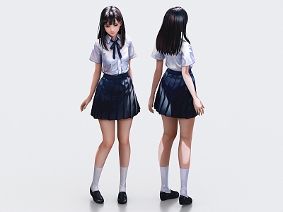 Woman Schoolgirl School Uniform Girl Cartoon Girl model