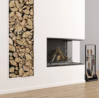 Fireplace Stove Heater Firewood Match Pile Fireplace Tools 3d model