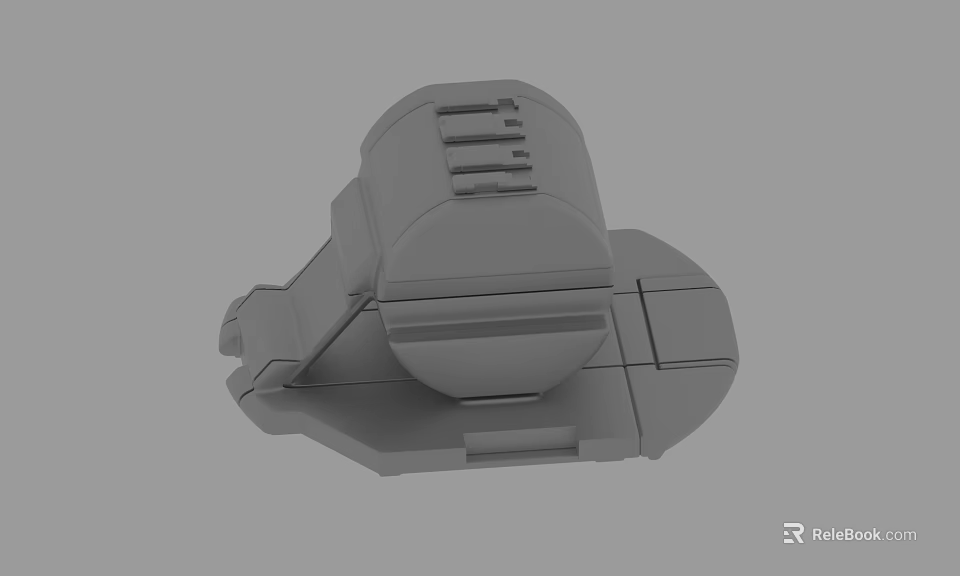 Gray 3D Mechanical Component Model With Circular And Rectangular Structural Features 3d model 