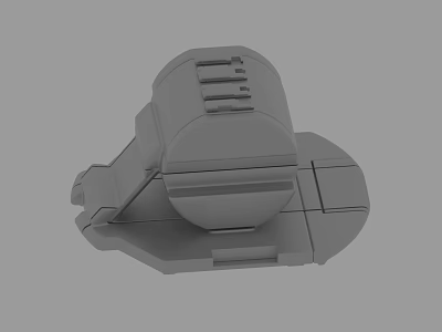 Gray 3D Mechanical Component Model With Circular And Rectangular Structural Features 3d model