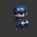 Cute Chibi Captain America Character In Blue Uniform With Red White Blue Star Shield