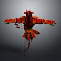 Outdoor Decorative Light With Red And Gold Ornate Wings Design For Garden Decoration
