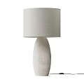 Three Modern Table Lamps with Different Colored Wooden Bases and Cream Linen Shades