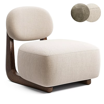 Stylish Beige Fabric Single Sofa with Wooden Frame Modern Design 3d model