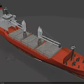 Red Cargo Ship Featuring White Upper Structure Deck Cranes And Cargo Hold Areas 3d model