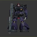 Purple Gray Mecha Robot With Red Head Holding Long Sword And Metallic Texture