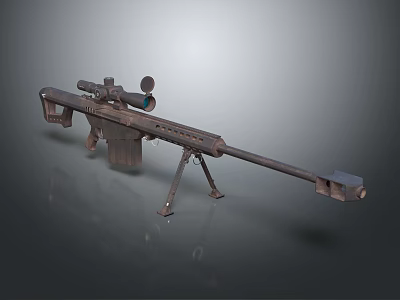 Sniper Rifle Weapon With Scope Bipod Stand And Long Barrel 3d model