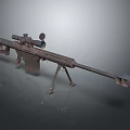 Sniper Rifle Weapon With Scope Bipod Stand And Long Barrel
