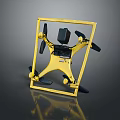 Yellow Frame Drone With Propellers And Camera On Dark Background