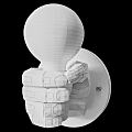 Wooden Fist Shaped Wall Lamp With Transparent Bulb And Glowing Filament On Gray Wall