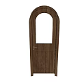 Wooden Arched Door With Small Glass Pane And Natural Texture For Interior Design