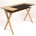 Modern Simple Wooden Desk With Black Surface Panel And Minimalist Leg Design